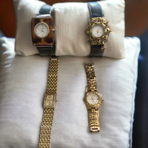 Women’s Watch Wardrobe -Black Antique, Gold Sport, Dress & Tiger’s Eye -Two Sold